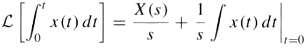 Derive the integral property of the Laplace transform:
