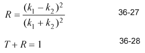 Show that Equations 36-27 and 36-28 imply that the transmission