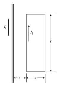 In Figure P30.17 the current in the long, straight wire