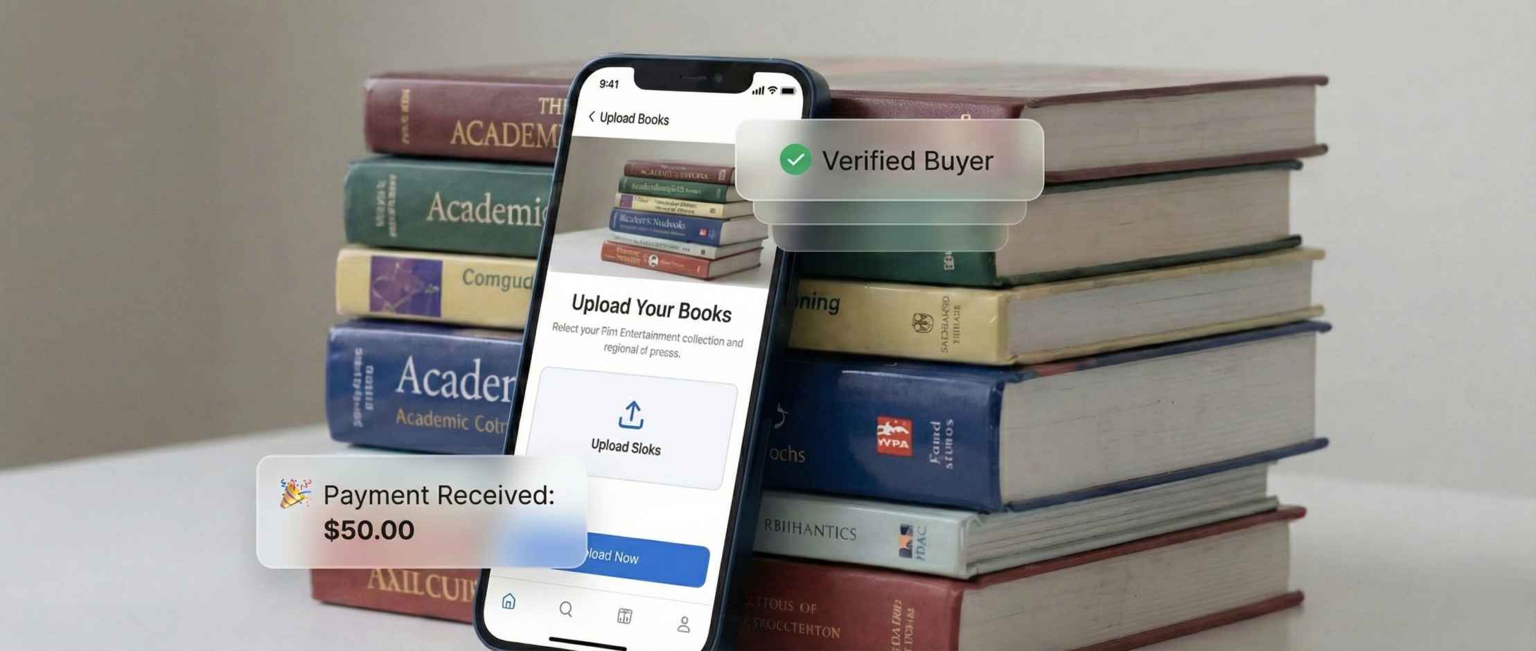 Books and smartphone app interface